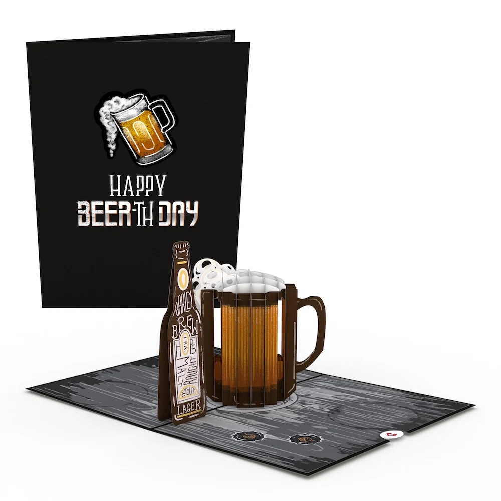 Lovepop Beer-th Day Pop-Up Card Glass