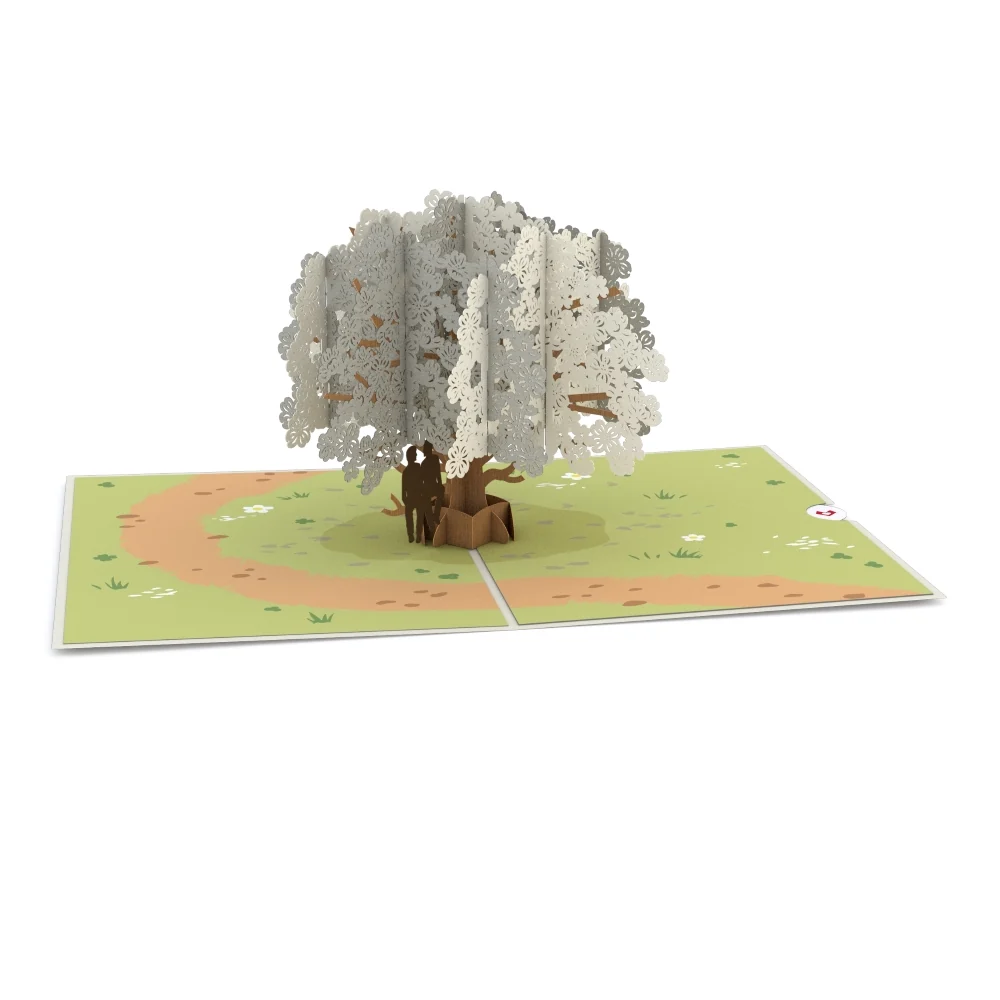 Lovepop Dogwood Love Scene Gray Same Sex Male Pop-Up Card Cream