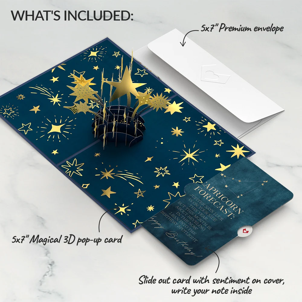 Lovepop You're a Star Birthday Pop-Up Card and Capricorn Zodiac Sentiment Set - Image 2