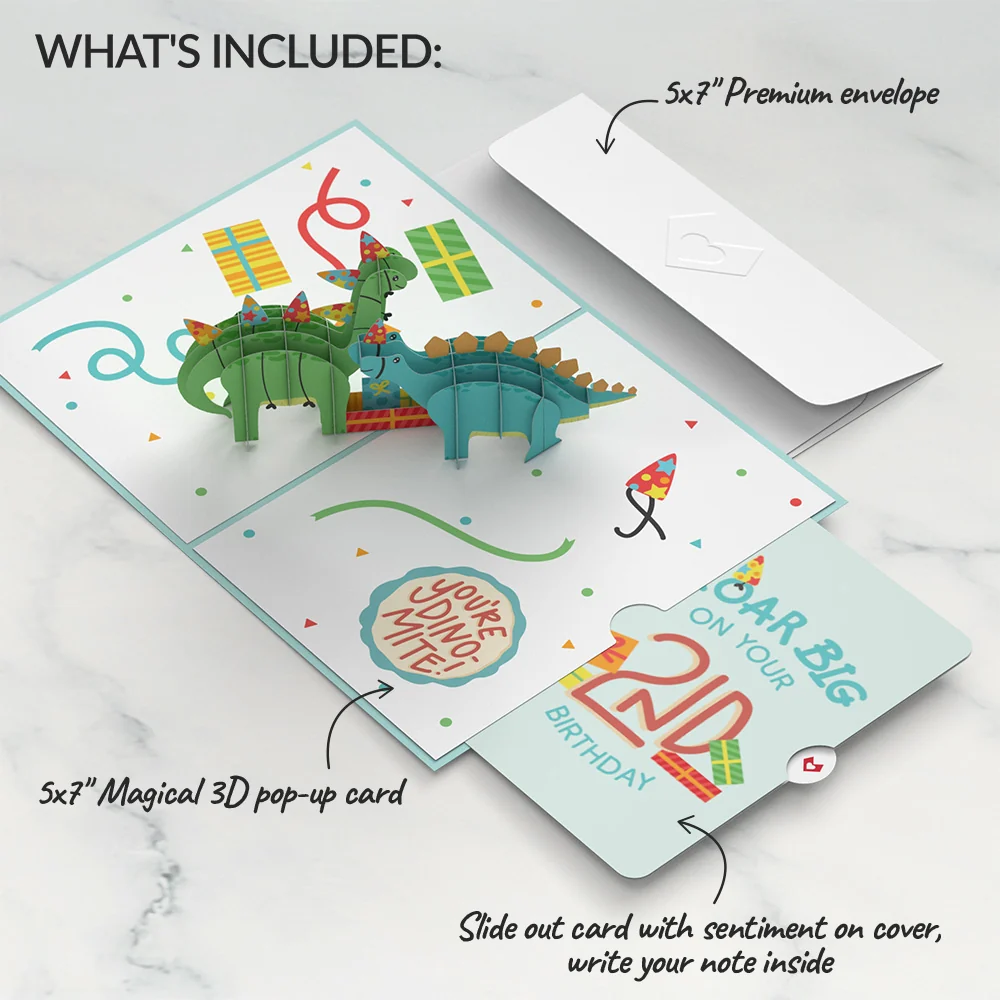 Lovepop Dinosaurs 2nd Birthday Pop-Up Card and Sentiment Set - Image 2