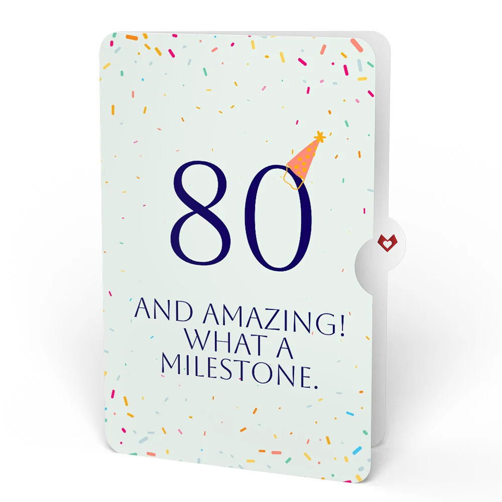 Lovepop Happy 80th Birthday Confetti Cake Music and Lights Pop-Up Card and Party Hat Sentiment Set Candle - Image 4
