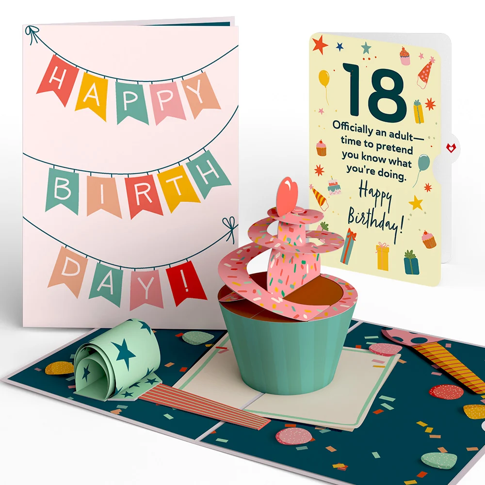 Lovepop 18th Birthday Cupcake Pop-Up Card and Sentiment Set Candle