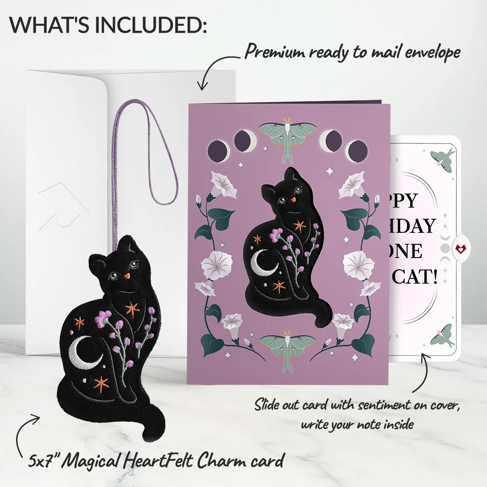 Lovepop Mystic Black Cat Birthday HeartFelt Charm Card and Sentiment Set - Image 2