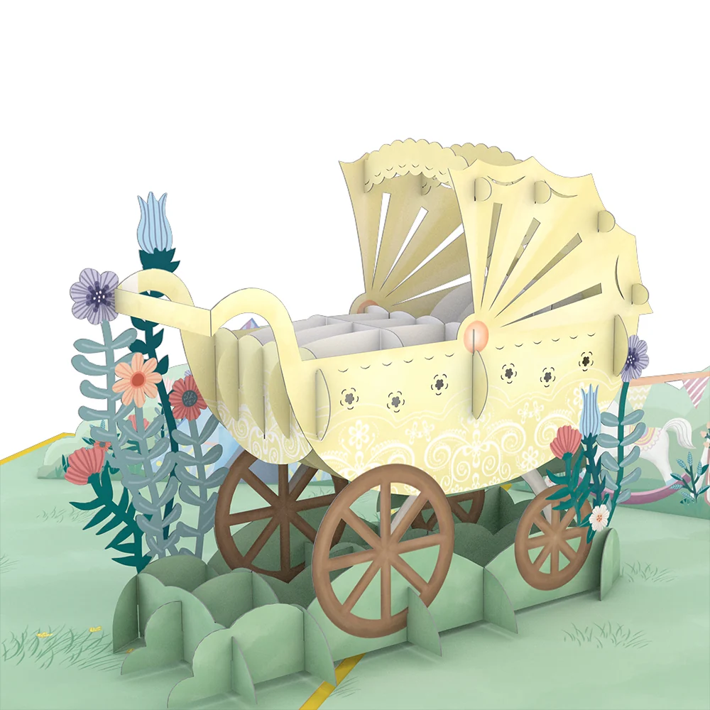 Lovepop Yellow Baby Carriage Pop-Up Card Toy - Image 2