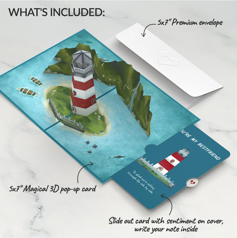 Lovepop Coastal Lighthouse Friendship Pop-Up Card and Sentiment Set - Image 2