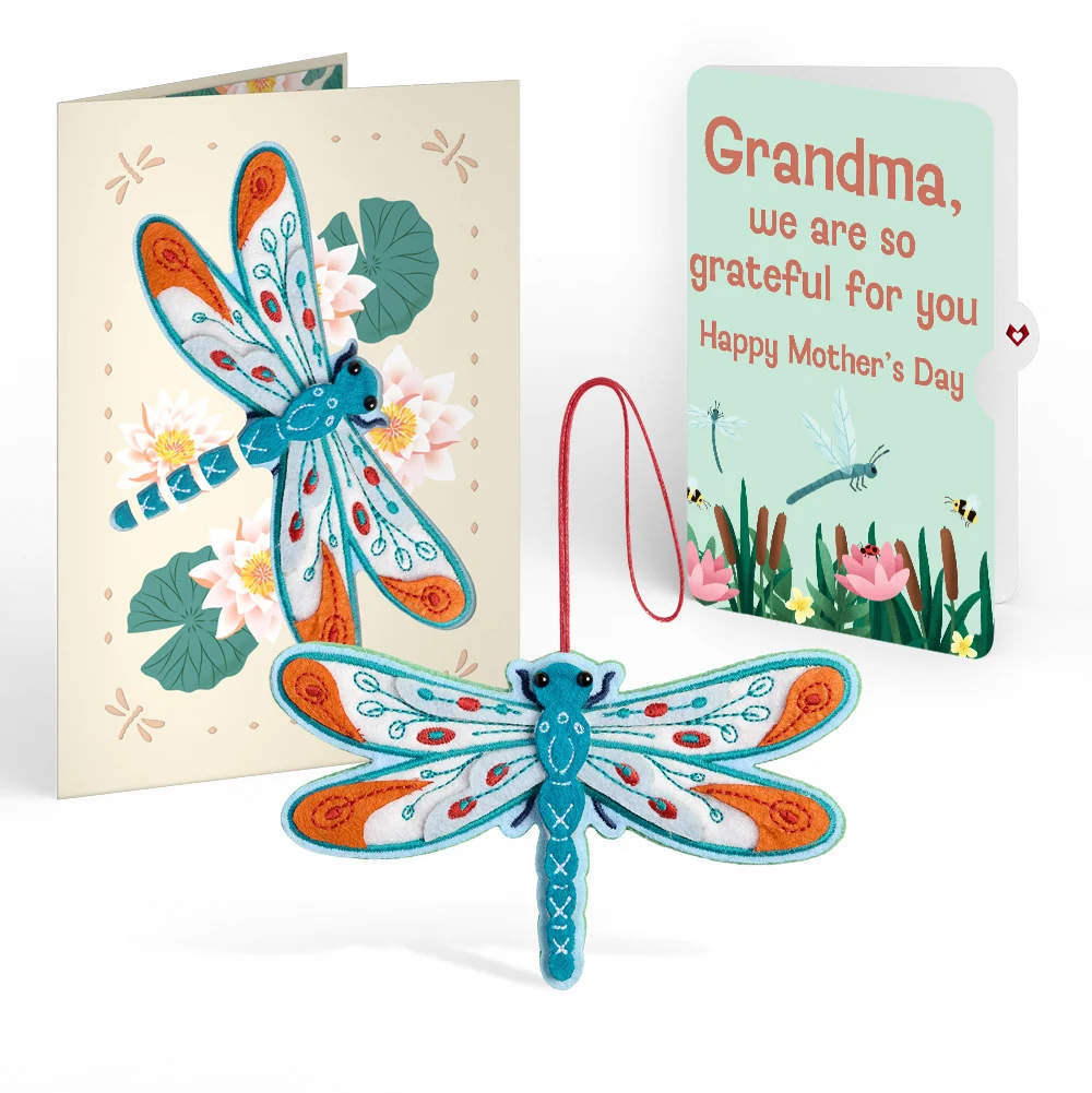 Lovepop Peaceful Dragonfly Mother’s Day HeartFelt Charm Card and Sentiment Set for Grandmother