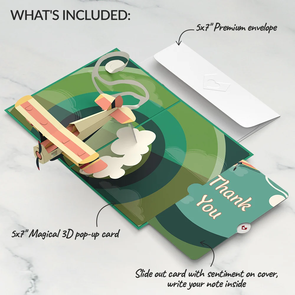 Lovepop Vintage Plane Thank You Pop-Up Card and Sentiment Set - Image 2