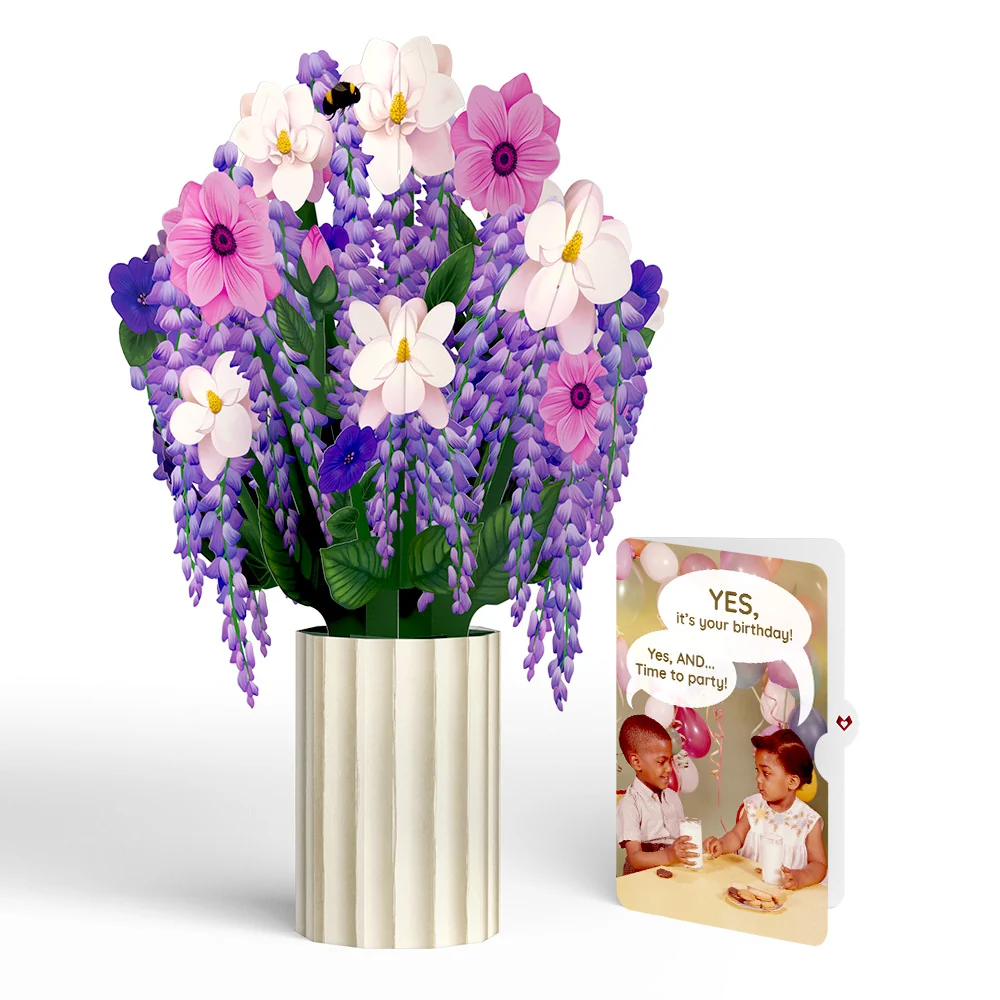 Lovepop Wisteria Birthday Bouquet and Time to Party Sentiment Set Cream