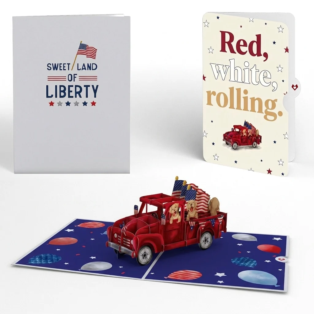 Lovepop Americana Truck 4th of July Pop-Up Card and Sentiment Set Cream