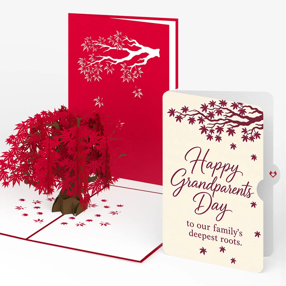 Lovepop Japanese Maple Pop-Up Card and Grandparents Day Sentiment Set Cream