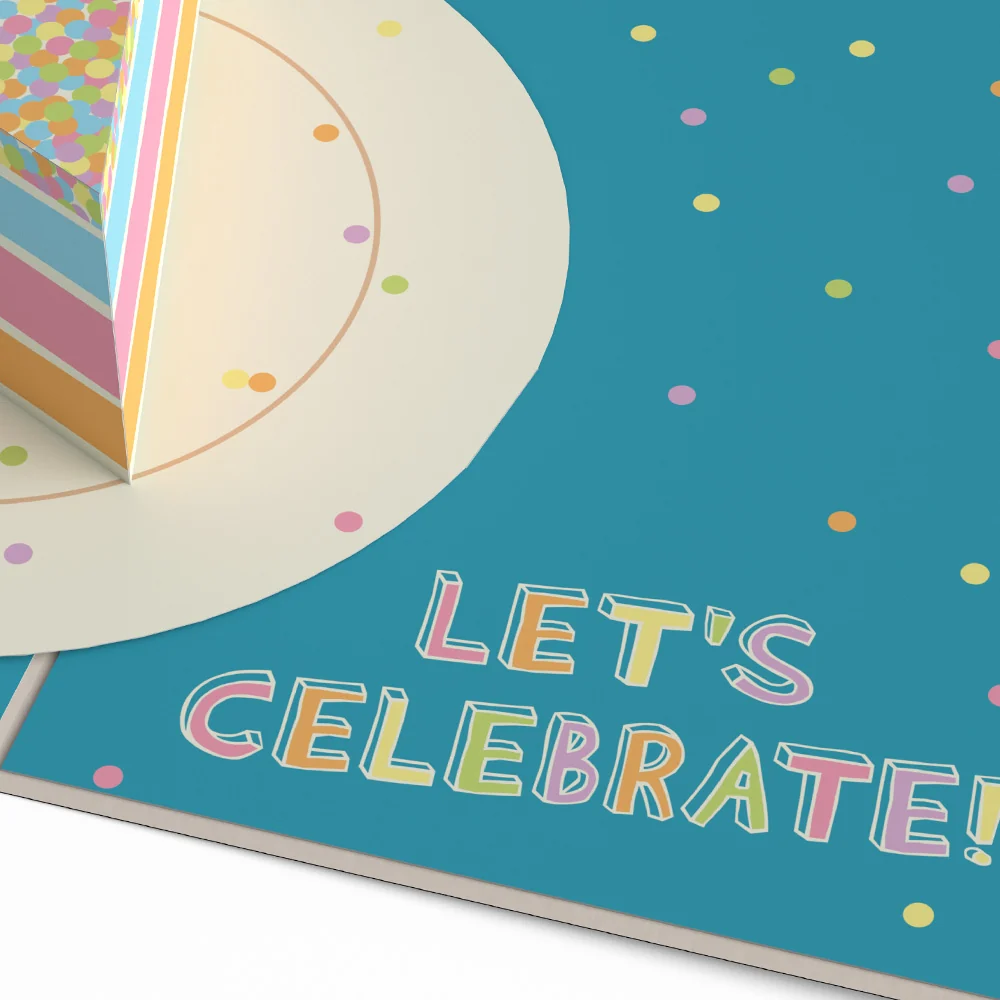 Lovepop Confetti Birthday Cake Slice Pop-Up Card Cream - Image 3
