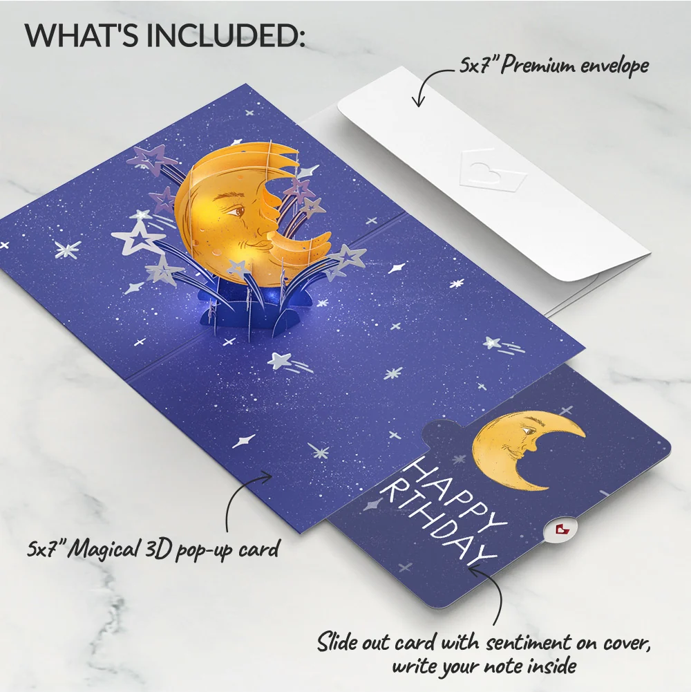 Lovepop Love You to the Moon and Back Birthday Light-Up Pop-Up Card and Sentiment Set - Image 2