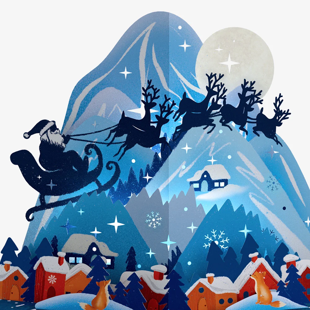 Lovepop Christmas Eve Sleigh Ride Music and Lights Pop-Up Card and Palm Tree Sentiment Set - Image 3