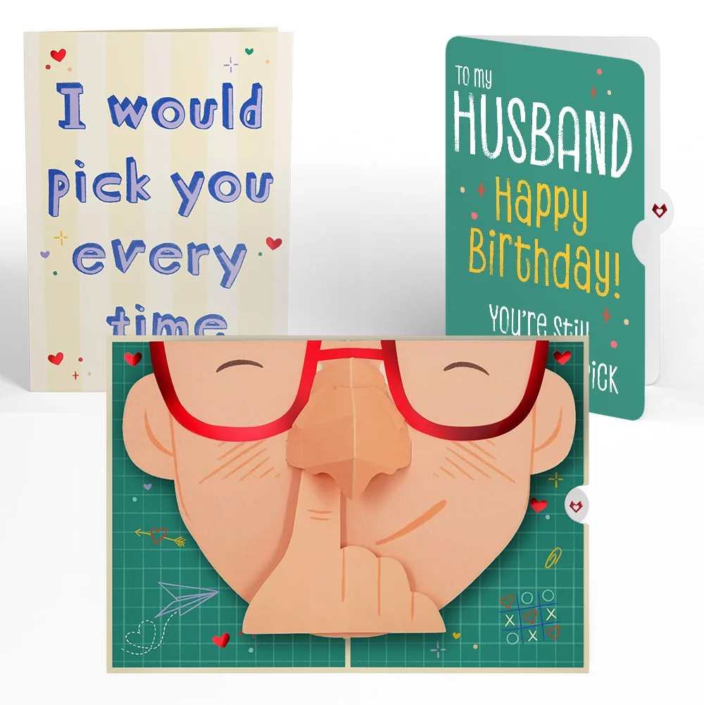 Lovepop Pick You Every Time Birthday Pop-Up Card and Sentiment Set for Husband Glass