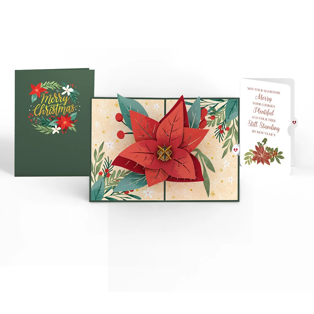 Lovepop Christmas Poinsettia Bloom Pop-Up Card and Merry & Plentiful Sentiment Set