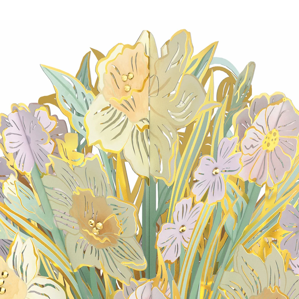 Lovepop Gilded Daffodil Mother’s Day Luxe Bouquet and Vintage Lavender Floral Sentiment Set for Mom Vase - Image 3