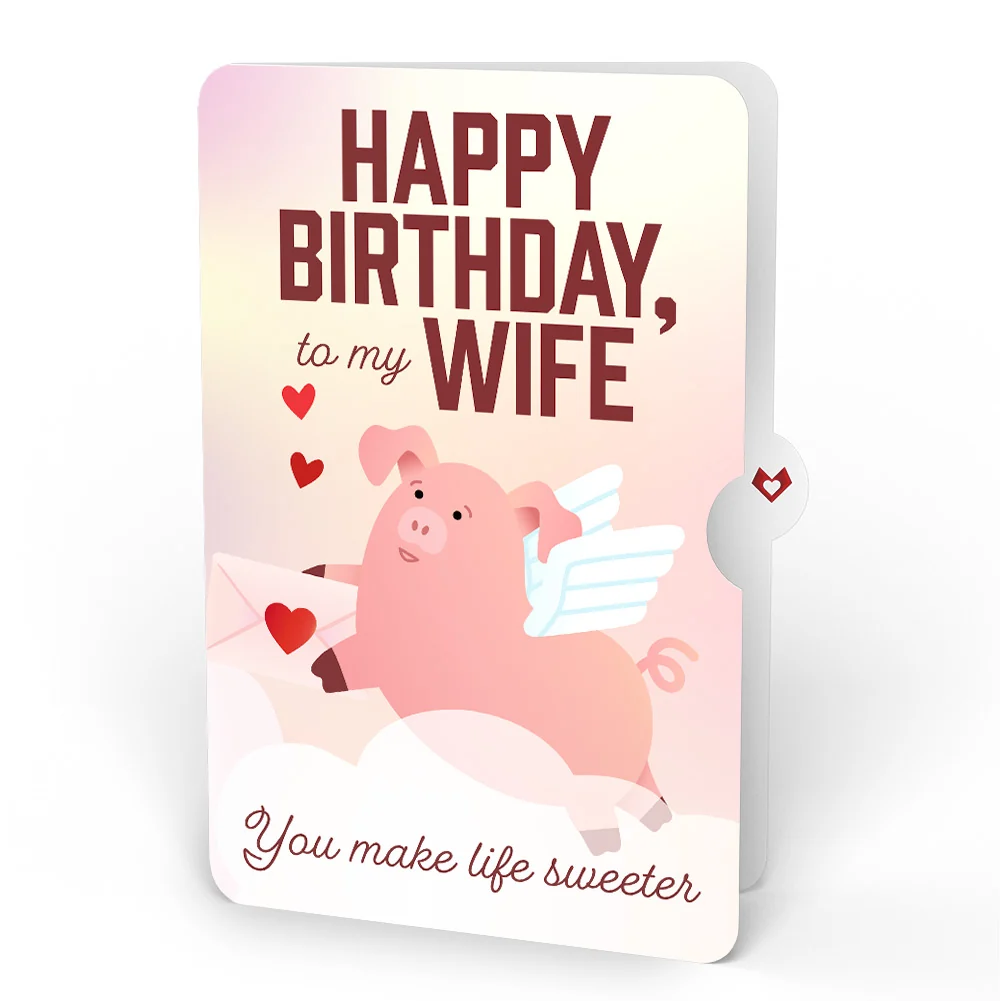 Lovepop Hogs and Kisses Birthday Music and Lights Pop-Up Card and Sentiment Set for Wife - Image 4