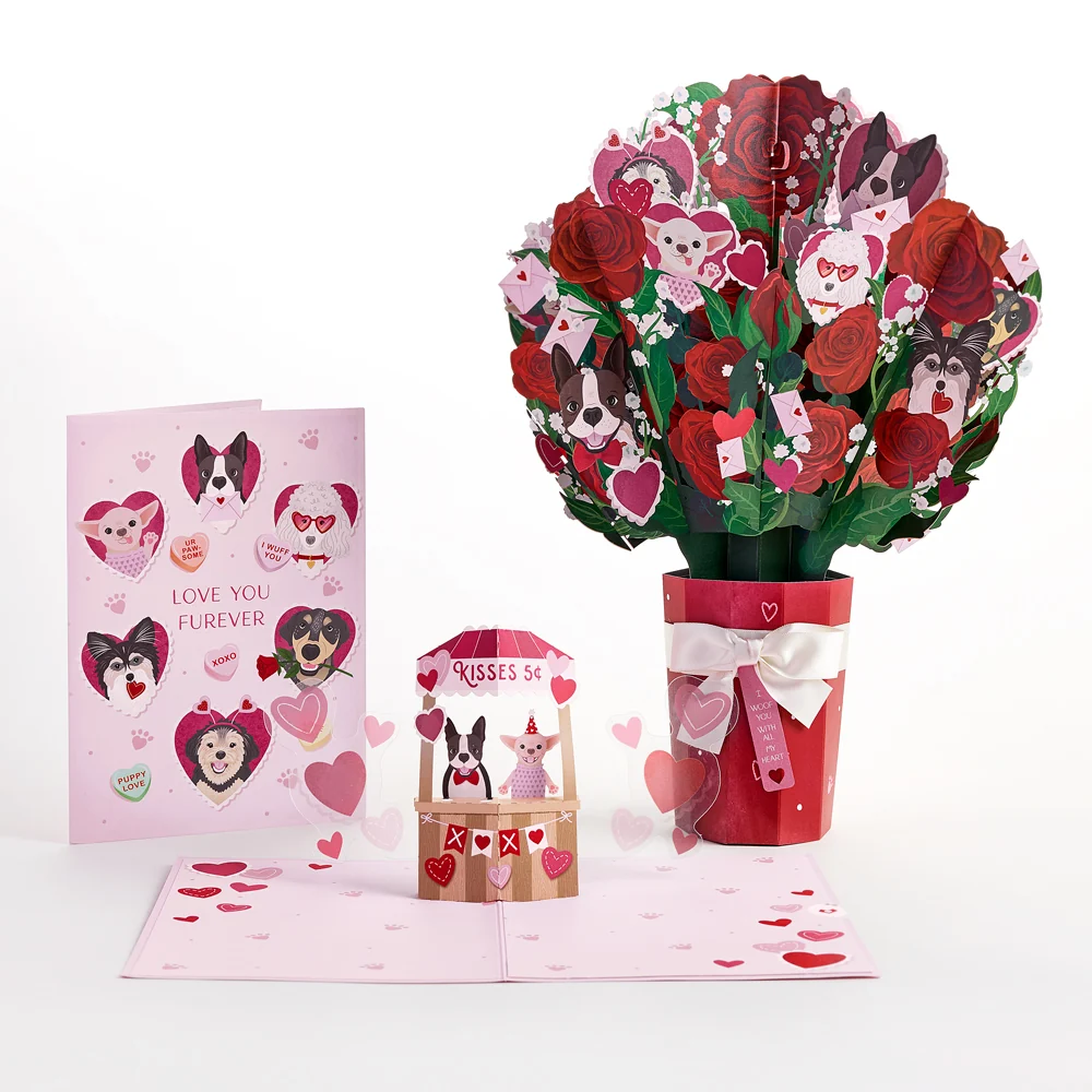 Lovepop Love You Furever Dog Kisses Pop-Up Card & Bouquet Bundle