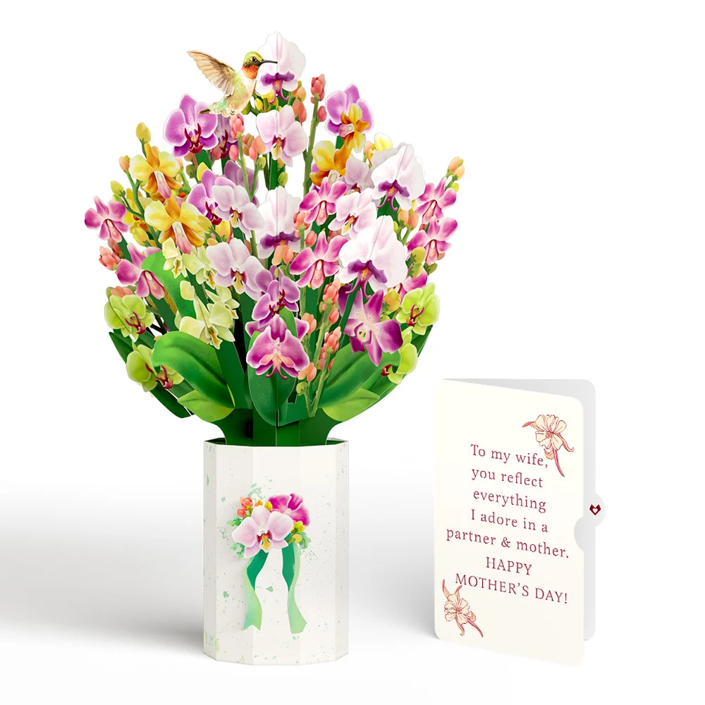 Lovepop Orchid Mother's Day Bouquet and Sentiment Set for Wife Vase