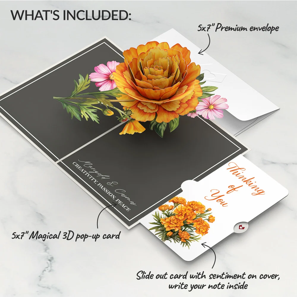 Lovepop Born to Bloom: October Birth Month Flowers Thinking of You Pop-Up Card and Sentiment Set Cream - Image 2