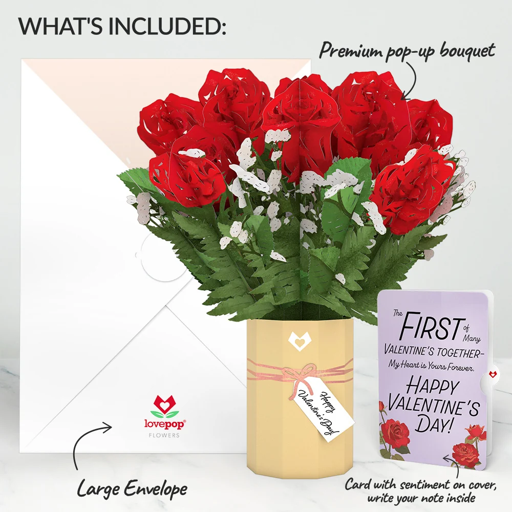 Lovepop Valentine's Day Flower My Heart Is Yours Forever Bouquet and Sentiment Set Vase - Image 2