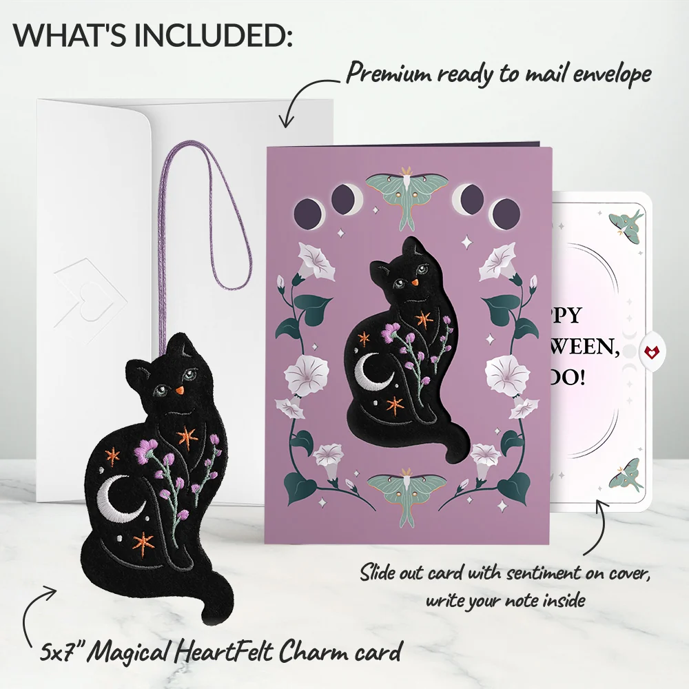 Lovepop Mystic Black Cat Halloween HeartFelt Charm Card and Sentiment Set for Kid - Image 2