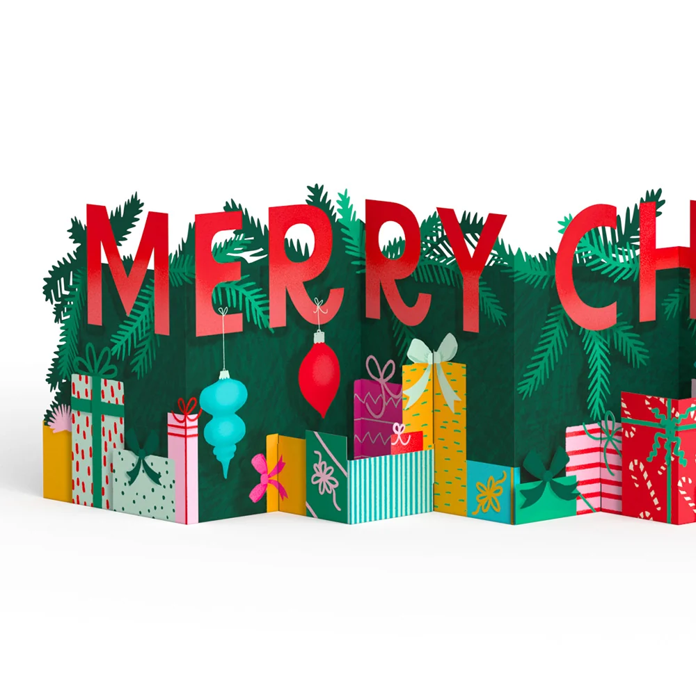 Lovepop Under the Tree Merry Christmas Loooooong Card (Expands to 2 feet) and Sentiment Set for Friend Cream - Image 3