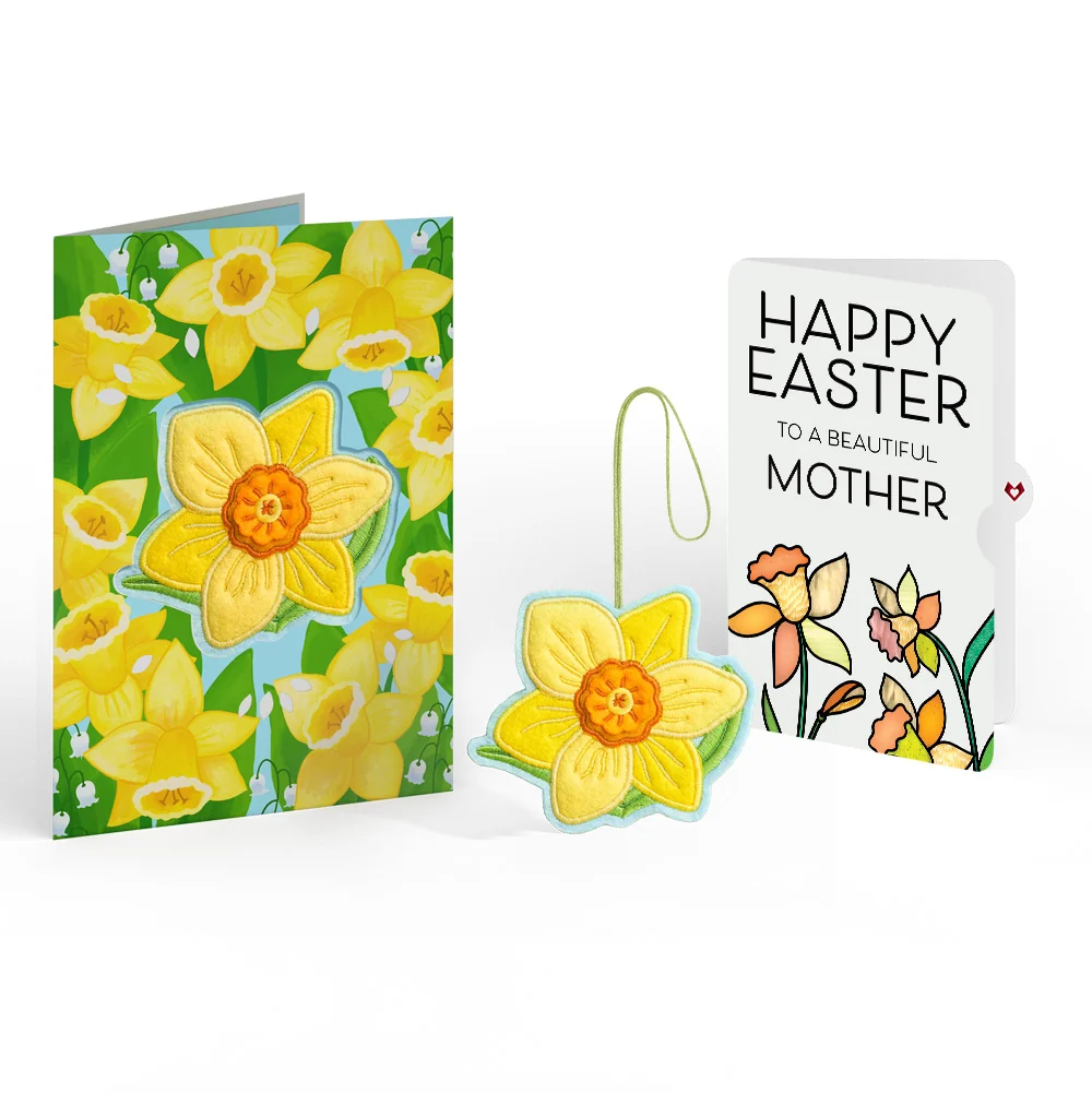 Lovepop Sunny Daffodil Easter Heartfelt Charm Card and Sentiment Set for Mom Bag