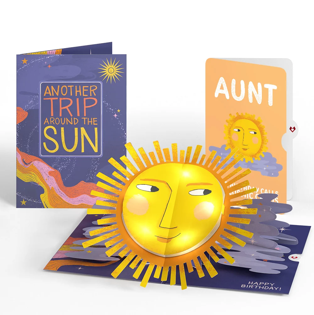 Lovepop Another Trip Around the Sun Birthday Light-Up Pop-Up Card and Sentiment Set for Aunt