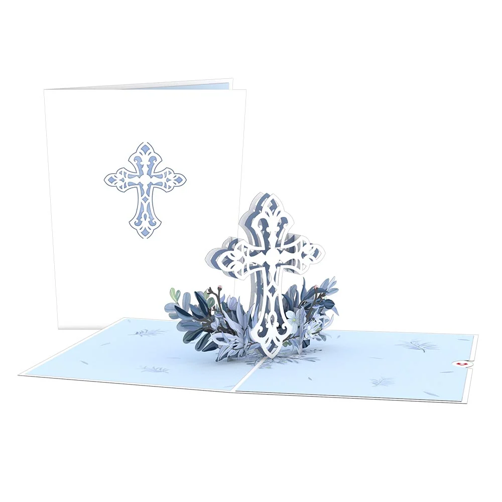Lovepop Blue Floral Cross Pop-Up Card
