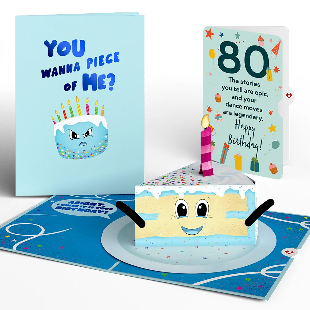 Lovepop Whimsical 80th Birthday Cake Slice Pop-Up Card and Sentiment Set Candle