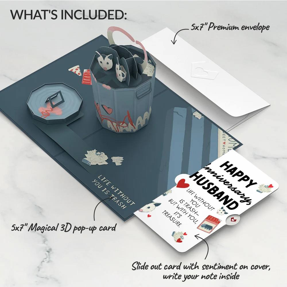 Lovepop Life Without You Is Trash Possums Anniversary Pop-Up Card and Sentiment Set for Husband - Image 2