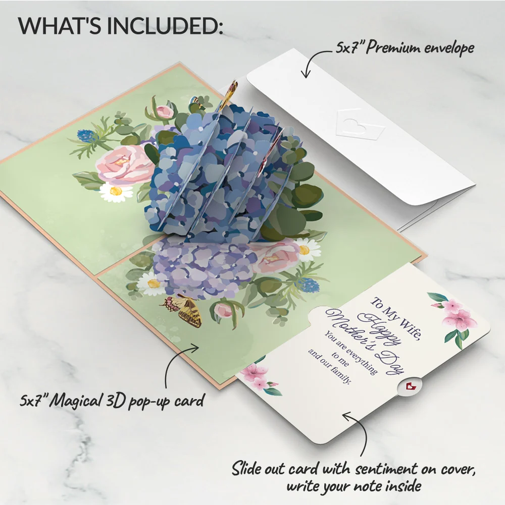 Lovepop Hydrangea Butterflies Mother's Day Pop-Up Card and Sentiment Set for Wife - Image 2