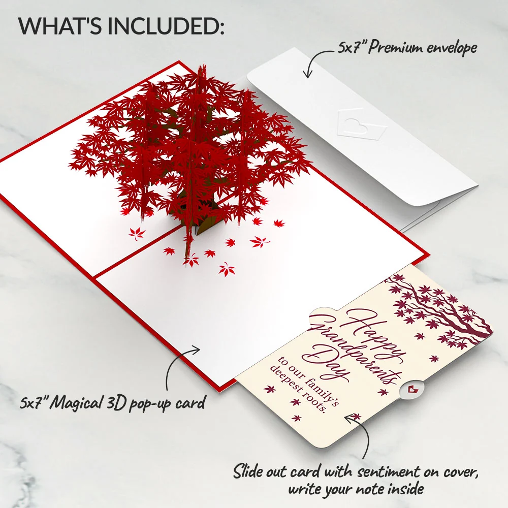 Lovepop Japanese Maple Pop-Up Card and Grandparents Day Sentiment Set Cream - Image 2