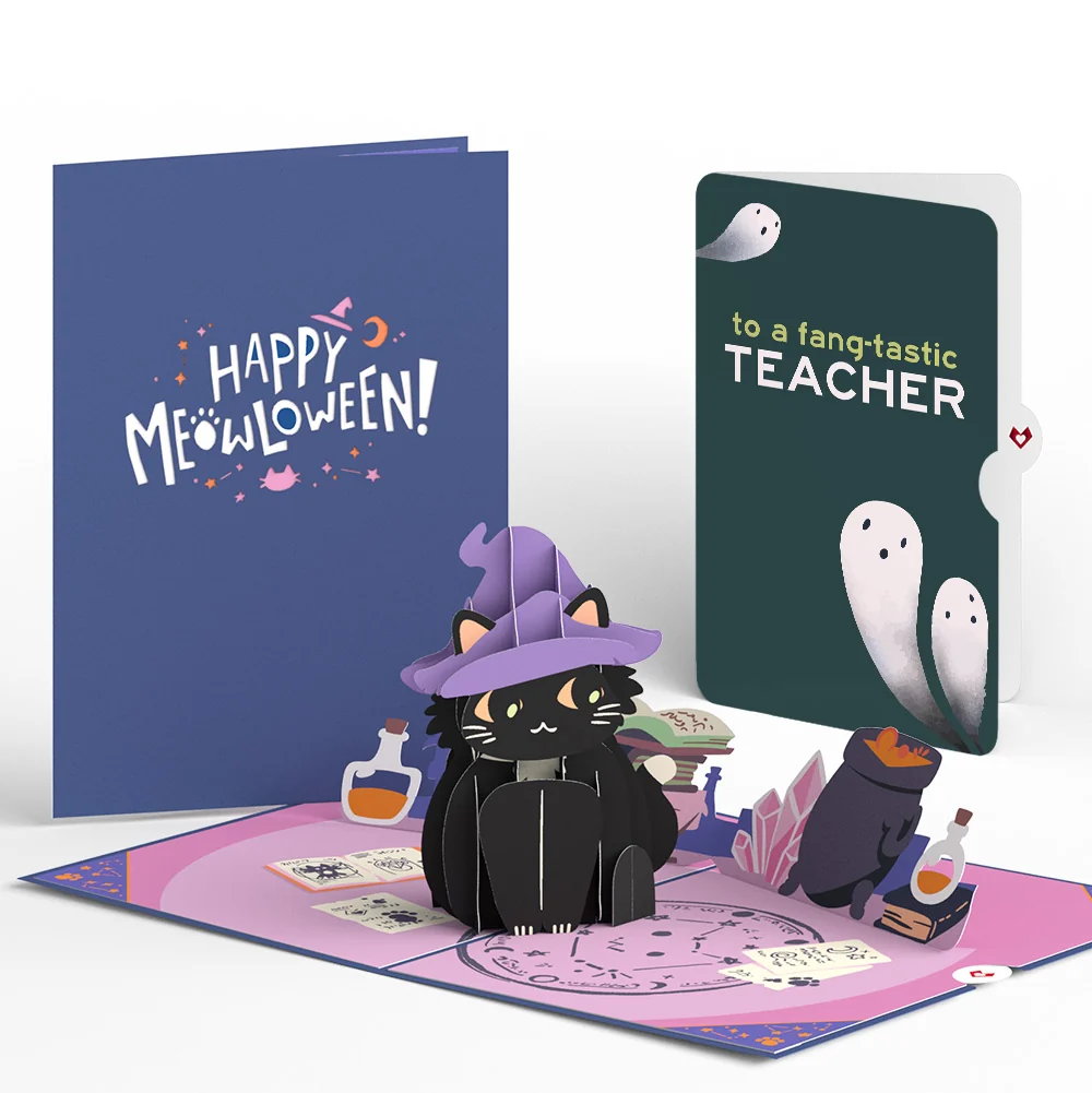 Lovepop Halloween Cat Classic Pop-Up Card and Sentiment Set for Teacher