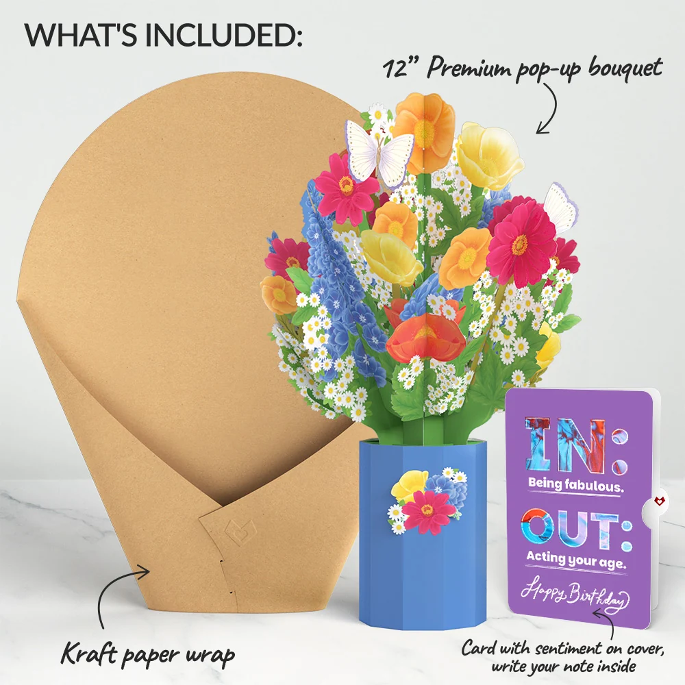 Lovepop Wildflower Birthday Bouquet and IN & OUT Sentiment Set Vase - Image 2
