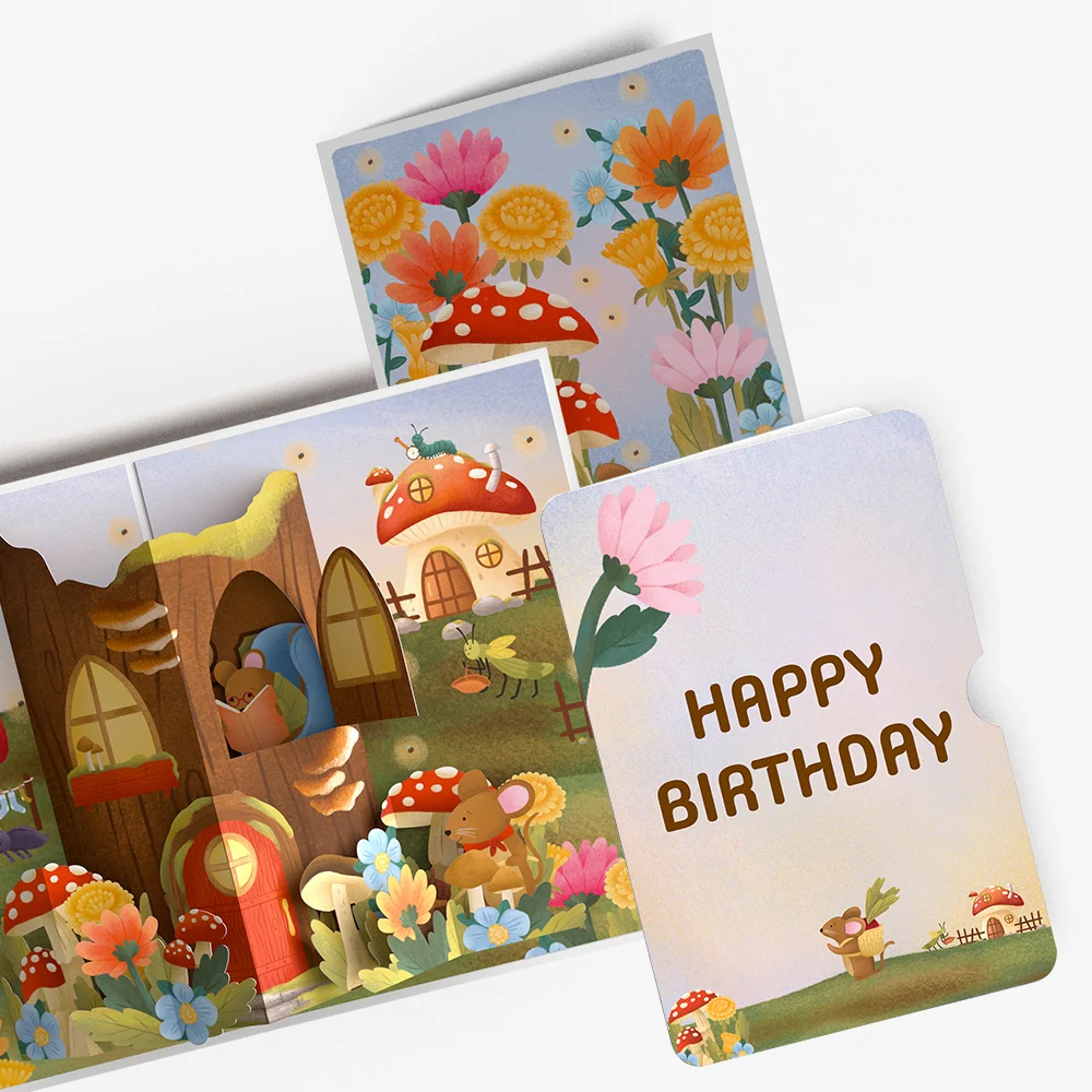 Lovepop Woodland Critter Village Birthday Pop-Up Card and Sentiment Set
