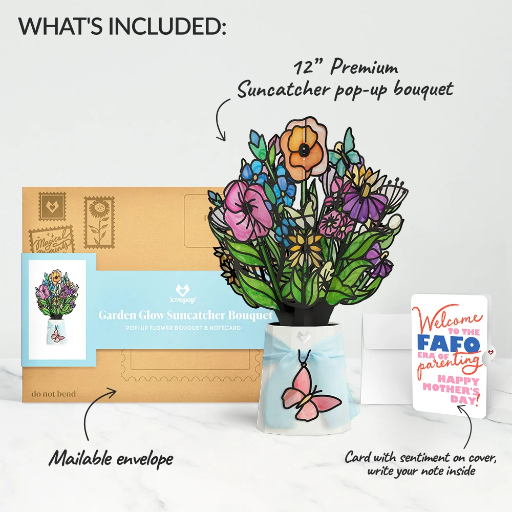 Lovepop Garden Glow Mother's Day Suncatcher Bouquet and FAFO Era Sentiment Set Glass - Image 2