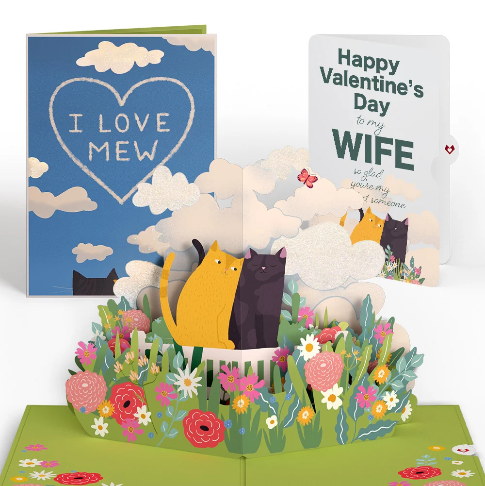 Lovepop I Love Mew Cats Valentine Pop-Up Card and Sentiment Set for Wife
