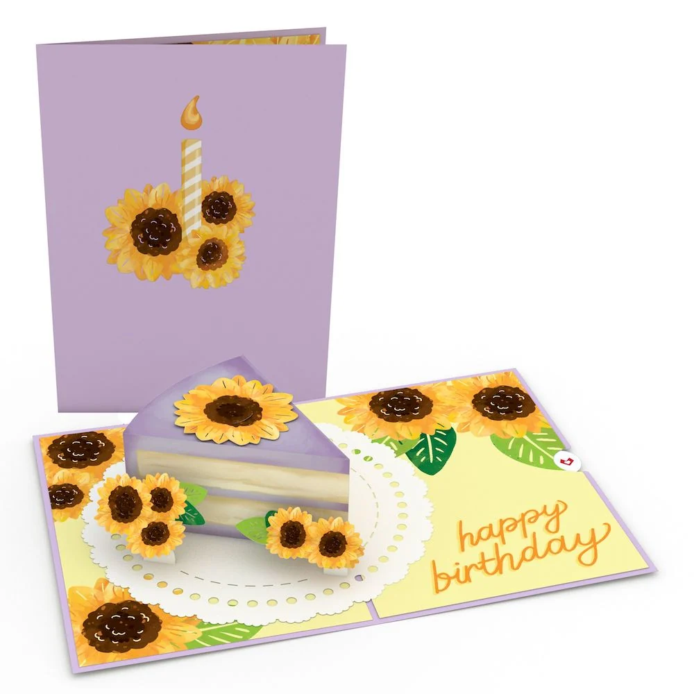 Lovepop Sunflower Birthday Cake Slice Pop-Up Card Candle