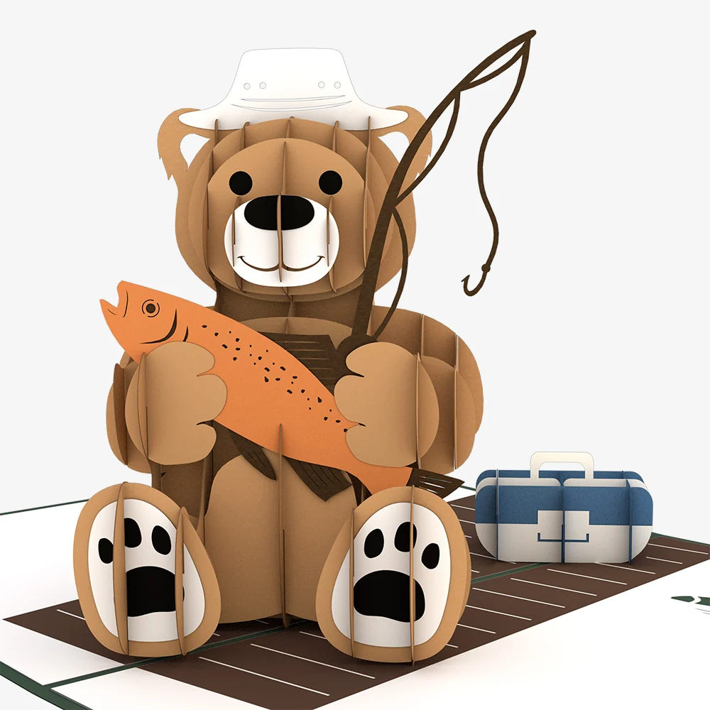 Lovepop Fishing Bear Birthday Pop-Up Card and Good Catches Sentiment Set - Image 3