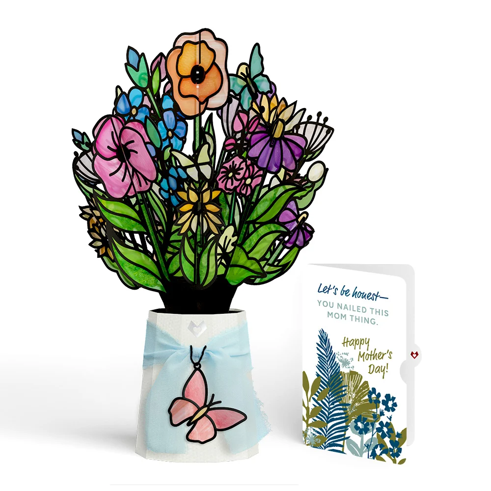 Lovepop Garden Glow Mother’s Day Suncatcher Bouquet and Layered Leaf Harmony Sentiment Set Glass