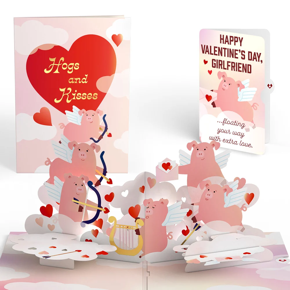 Lovepop Hogs and Kisses Valentine Music and Light Pop-Up Card and Sentiment Set for Girlfriend