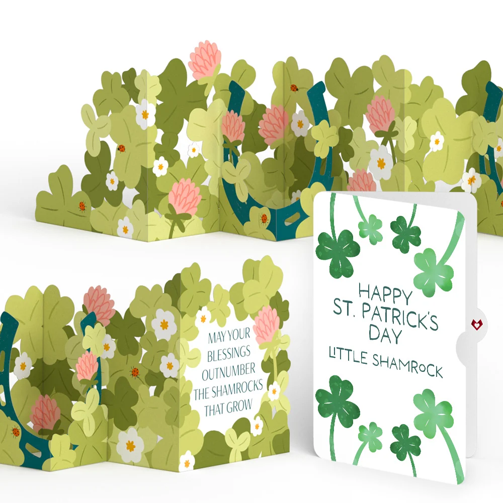 Lovepop Shamrock Blessings St. Patrick’s Day Loooooong Card (Expands to 2 feet) and Sentiment Set
