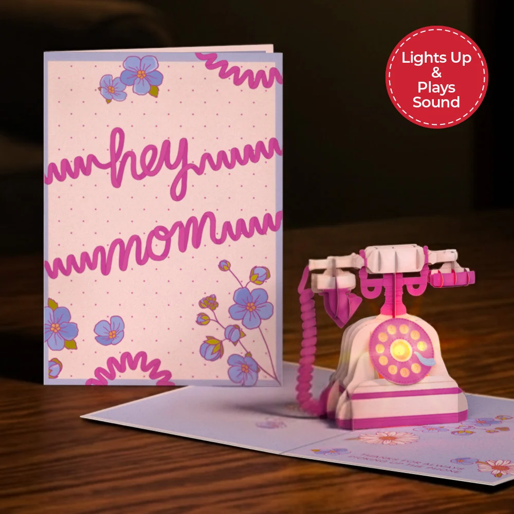 Lovepop 'Hey Mom' Vintage Phone Music and Lights Pop-Up Card