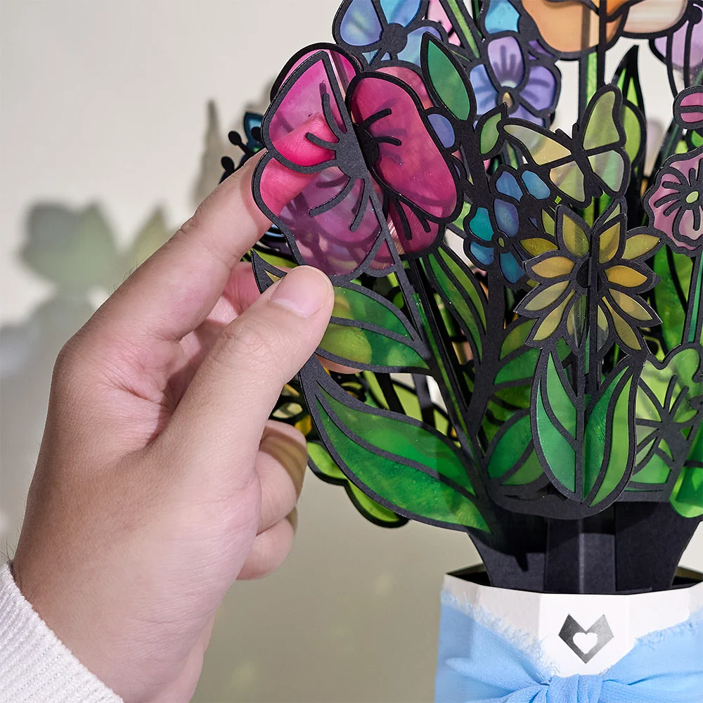 Lovepop Garden Glow Mother’s Day Suncatcher Bouquet and Folk Art Bloom Sentiment Set for Mom Glass - Image 3