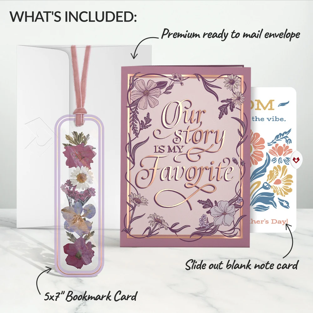 Lovepop Our Story Mother’s Day Petal Pressed Bookmark Card and Folk Art Bloom Sentiment Set for Mom - Image 2