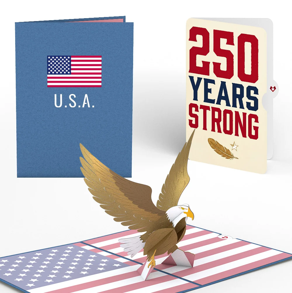 Lovepop Patriotic Eagle 4th of July Pop-Up Card and 250 Years of Freedom Sentiment Set Cream