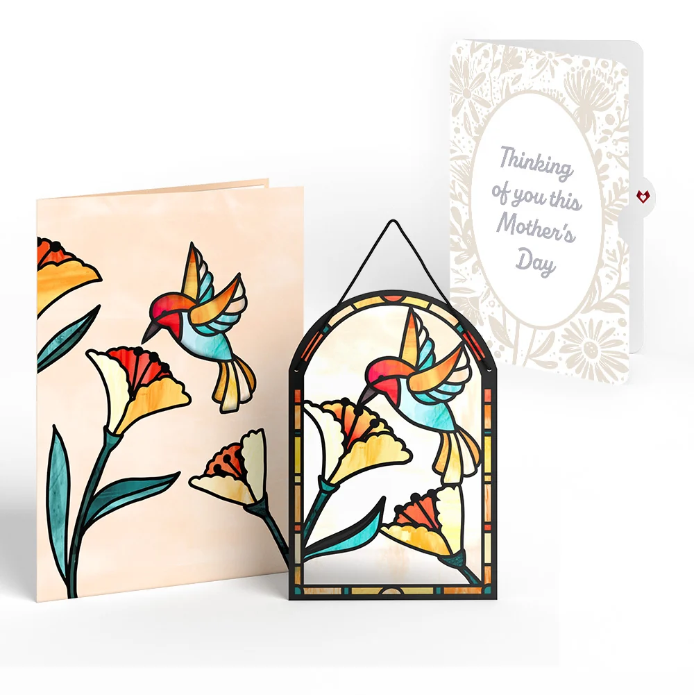 Lovepop Sparkling Hummingbird Mother’s Day Suncatcher Card and Sentiment Set for Mom Glass