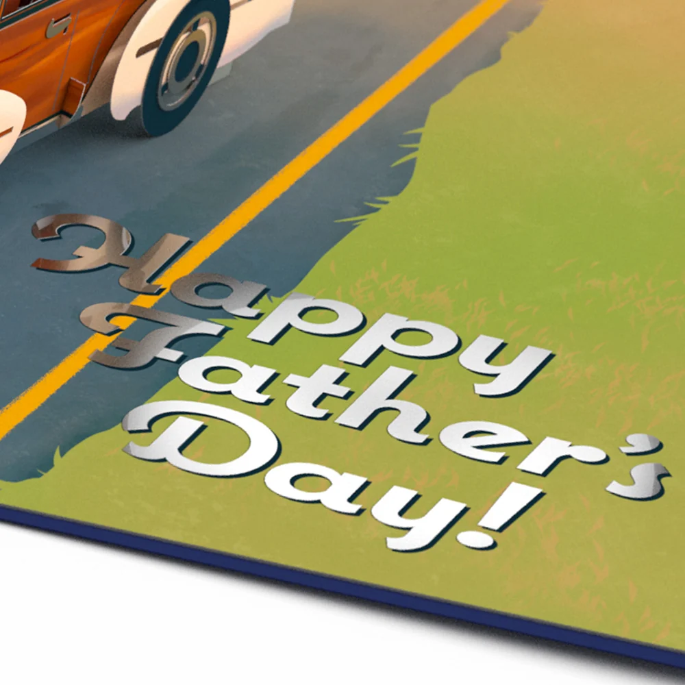 Lovepop Father’s Day Classic Car Pop-Up Card Cream - Image 3